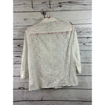 ZARA Women's  White Eyelet Button Down Shirt M Photo 4