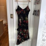 Y2k vintage asymmetrical floral rose print midi dress Black Size XL Photo 1