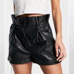 CLUB L LONDON (NWT) Leather Look Paperbag Shorts, Black, Size 8 (US), 12 (UK) Black Photo 1