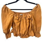 Reformation  Off‎ Shoulder Cropped Ruffled Blouse Small Photo 0