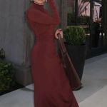 ZARA  Elegant Burgundy brown wine Maxi Dress stretchy long Sleeve Casual bodycon  Photo 0
