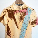 Jamie Sadock Yellow Abstract Short Sleeve Half Zipper Golf Polo Size XS Photo 1