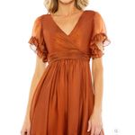 Mac Duggal NWT Flutter Sleeve Tiered Skirt Midi Dress Photo 2