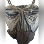 Love X Design Black Faux Leather Pleated Cups Cami Bodysuit Size Large Photo 1