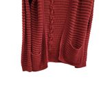 Hippie Rose  Long Sleeve Open Front Knitted Cardigan Relaxed Maroon Size Small Photo 3