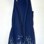 Modcloth  Floral Dress M Navy Blue Halter High Neck Sleeveless Lined Skirt Photo 4