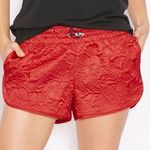 Adidas  Originals Women's Red Trefoil  Floral Rose Textured Print Logo Shorts M Photo 0