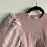 ZARA  Women Organza puff sleeve pale pink  Knit Top Photo 5