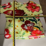 Jams World  Top Women Large Green Flower Joy Floral Crinkle Bold 3/4 Flare Sleeve Photo 1