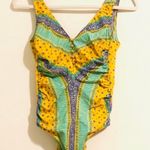 Ariella Vintage Arielle Bright Yellow Printed Swimsuit Photo 0