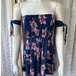 Mahina Hawaii Women's Smocked Shirred Side Arm Ties Floral Crinkle Romper M Photo 1