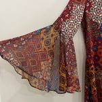 MSK Bell Trumpet Sleeve Boho Print Mini Dress Size Medium Photo 2