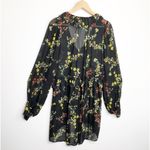 Anthropologie Jamison ruffled black floral tunic blouse Photo 2