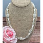 None Cute White Seed Pearl & Beaded Single Strand Necklace Toggle Clasp Classic 21" Photo 1