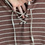 Kori  America Striped Lace Bottom Quarter Sleeve Shirt Photo 4