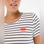 J.Crew NWT Women’s Lips striped graphic Collector Tee - XS - Navy and White Photo 0