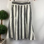 Catherine Malandrino  100% Linen Gray & Ivory Striped Midi Skirt M Photo 0