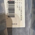 Rebecca Taylor  Gray Jaguar V-Neck Silk Blouse Sz 4 NWT Photo 8