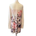 Dana Buchman szM long cardigan solid color front & sleeves flower print back GUC Photo 2
