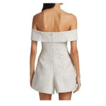 Jonathan Simkhai Gray Silver Valerie‎ Off the Shoulder Jacquard Romper XS Photo 2