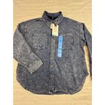 Members Mark Shirt Women Large Blue Acid Wash Denim Relaxed Soft Knit Button New Photo 5