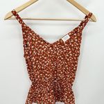 Sienna Sky Top Women XS Burgundy Red Floral Print Sleeveless Drawstring Waist Photo 7