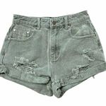 Mustard Seed  Sz S 25 Shorts Distressed High Rise Cuffed Green Jean Denim Women’s Photo 0