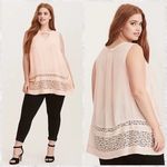 Torrid Lace Insert Gauze Cutout Neck Tank Top Size 0 Large Photo 1