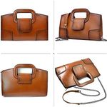 Women Vintage Flap Tote Top Handle Satchel Handbags PU Leather Clutch Purse Shoulder Bag Photo 2