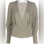 IRO Women's Eleni Wrap Front Olive Green Top Size XS Photo 0