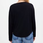 Madewell  Top Womens Relaxed Long-Sleeve Crewneck Tee Black 100% Cotton‎ XXS NEW Photo 1