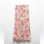 Mango WOMENS FLORAL MIDI SKIRT PINK LARGE Photo 5