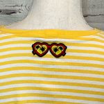 Talbots  Striped Yellow/White Cropped Tee with Palm Tree and Sunglasses-Large Photo 2