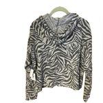 La La Land Creative Co. Women's Long Sleeve Zebra Print Hoodie Medium NWT Gray Photo 2