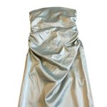 BHLDN Anthropologie Strapless Green Satin Dress Ruched Knee Length Size Med NWT Photo 4