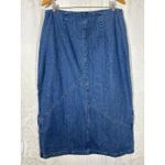 Vintage Denim Maxi Skirt 16 Blue Jean Side Slits Asymmetrical Cotton Modest Photo 6