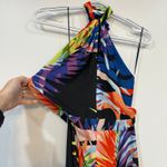 Natori Womens Jumpsuit 2 Tropical Wide Leg Halter Tie Backless Bright Vacation Photo 8