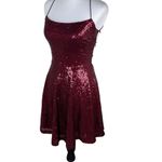 Windsor  Ruby Red Sequin Burgundy Mini Party Dress Large Photo 14