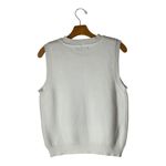 Anewsta Sweater Women Large White Gold Embroidered Floral Duck‎ Knit Vest NWT Photo 2