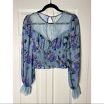Free People Daphne Floral Lace Baby Blue Purple Romantic Blouse Top XS Photo 8