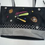 Baseball Theme Shoulder Bag Tote Purse Cosmetic Case Black White Mom Home Run Photo 1