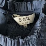 Sea New York Marlene Tunic Mini Dress Smocked Ruffle Blue Cotton Blend Sz Small Photo 4