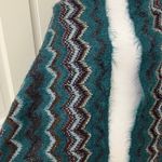 Missoni  Sciarpe Teal Zigzag Pattern Long Fuzzy Scarf Textured Boho Luxury READ Photo 1