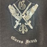 Guess L Black Long Sleeve Affliction Style Tee Top with Ornate Design Photo 1