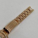 Women’s gold tone quartz analog watch rhinestones 36mm round links band running Photo 3