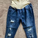 Blue Savvy  Maternity Distressed Cropped Jeans SIZE XL Photo 1