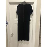Sag Harbor  Size 16 Velvet Formal Dress Navy Blue Beaded Wedding Holiday Modest Photo 5
