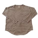 Athleta  cream black long sleeve scoop neck pin stripe tee shirt top Photo 0