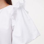 Loft Drama Queen White Puff Sleeve Blouse Photo 2