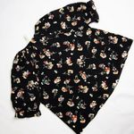 Madewell ‎Silk Notched Ruffle-Cuff Top Carnation Toss Photo 12